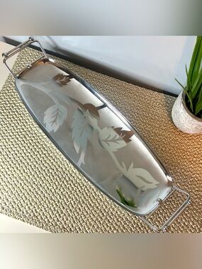 Vintage Lehman Bros Chrome Etched 
Serving Tray MCM Bar Cart
